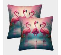 KKPBHTYVG Flamingo Cushion Cover 2 Pack Decorative Machine Washable Pillowcases Square Cushions with Invisible Zipper Cushion Covers for Sofa Car Bed Outdoor Decor Throw Pillow Case 50x50cm