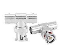 KKPLZZ 3 Way BNC T Adapter, Male to Female Video Splitter | Alloy Shell, Copper Core Gold Plating Pin, for Video Signal Distribution and Surveillance
