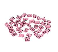 KKPLZZ 37Pcs Letter Number Shoe Charm, PVC Lovely Shoes Decoration Accessory for Clogs Sandals Sneakers, with Kids Party Gift (Pink)
