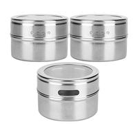 KKPLZZ 3Pcs Stainless Steel Seasoning Pot, Condiment Bottle with Magnetic Dust Proof Cover, Fine Mesh Outlet, for Kitchen Restaurant Barbecue