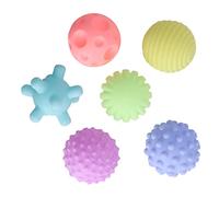 KKPLZZ 6pcs Textured Sensory Ball, Soft Elastic Multicolor Squeezing Toy with Unique Tactile Design, for Babies to Exercise Hand Grasping and Visual Color Discrimination (Warm Color)