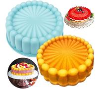 KKPLZZ 7inch Sunflower Shape Silicone Baking Mold Cake Mold, Reusable Non-Stick Round Cake Bread Pie Flan Tart Molds Baking Trays