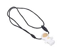 KKPLZZ Baby Teething Pendant, Soft Silicone Spaceman Shape Chew Necklace for Infants Toddlers, with Beaded Edges for Massaging Sore Gums (Yellow)