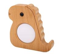 KKPLZZ Cartoon Dinosaur Wood Clock Night Light with Motion Sensor for Wall | ABS and Wood Construction, Warm LED Glow, Sensing Distance, USB Rechargeable Lithium Battery, Ideal for Bedroom Hallway