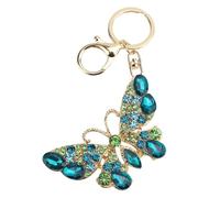 KKPLZZ Crystal Butterfly Shaped Keychain Keyring Bling Cute Rhinestone Operation Pendant for Women for Car Keys -FOB Bag Handbag, Sea blue