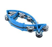 KKPLZZ Double Row Hand Tambourine Bells, Fish Shaped Design with Smooth ABS Frame and Full Jingling Sounds, for Children Musical Rhythm Instrument (Blue)