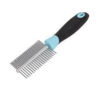 KKPLZZ Double Sided Pet Comb with Wide and Dense Stainless Steel Teeth | Flea Removal Tool for Dogs and Cats, Dual Sided Grooming Comb for and Knots, Home Grooming