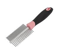 KKPLZZ Double Sided Pet Comb with Wide and Dense Stainless Steel Teeth | Flea Removal Tool for Dogs and Cats, Dual Sided Grooming Comb for and Knots, Home Grooming