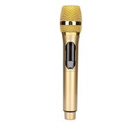 KKPLZZ Home Wireless Microphone 1 for 1 600Hz To 800KHz Handheld Microphone with LED Screen for Outdoor Home Conference (Gold)