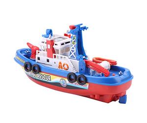 KKPLZZ Kids Fireboat Toy, Electric Water Spraying Ship with Sound and Flash Light, Automatic Pump and Removable Command Station, for Bath Pool Beach Lake Play