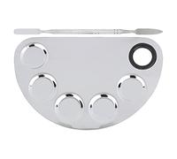 KKPLZZ Makeup Mixing Palette, Stainless Steel Spatula for Lipstick Eyeshadow Color Blending, with Double Headed Spatula and Thumb Hole, for Makeup Artists Beauty Lovers
