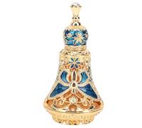KKPLZZ Middle Eastern Style Perfume Bottle, Vintage Refillable Decorative Fragrance Oil Bottle with Sealed Design for Bathroom Vanity Essential Oils (Golden Blue)
