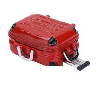 KKPLZZ Mini Travel Suitcase, Aluminum Alloy Doll House Suitcase with Simulation Life Scene, for Dollhouse Decoration Collectible (Red)