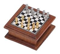 KKPLZZ Miniature chess set 1:12 dollhouse decor with birch pieces