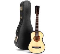 KKPLZZ Miniature Wooden Guitar Model with Display Stand and Case | Decorative Music Instrument Replica, Fine Wood Craft, 8-inch Collectible Ornament, Great for Gift Giving or Teaching