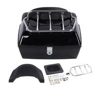 KKPLZZ Motorcycle Rear Trunk 48L Universal Waterproof Motorcycle Suitcase Motorcycle Trunk with Lock Backrest Cushion Boot Rear Luggage Box for Helmets Luggage, black, briefcase