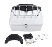 KKPLZZ Motorcycle Rear Trunk 48L Universal Waterproof Motorcycle Suitcase Motorcycle Trunk with Lock Backrest Cushion Boot Rear Luggage Box for Helmets Luggage, White, briefcase