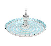 KKPLZZ Peacock Fruit Tray, Zinc Alloy Metal Serving Platter for Home Decor,Decorative Display Tray for Fruits Bread Snacks Cakes Cookies (Silver Light Blue)