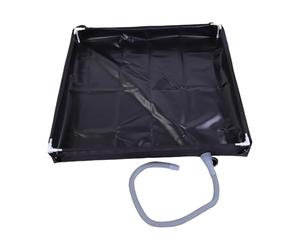KKPLZZ Portable Shower Tray, 31.5x31.5x3.9 Inch Foldable Shower Base with Drain Pipe, for Camping RV Beach Outdoor Garden (Black)