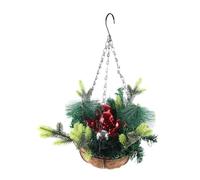 KKPLZZ Pre Lit Artificial Christmas Hanging Basket - Artificial Christmas Hanging Basket Decoration with Pine Cones Berry Clusters Basket Light Up Outdoor Christmas Decorations (A)