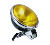 KKPLZZ Retro Motorcycle Headlight, High Brightness Thickened Iron Shell Front Lamp with High Low Beam for Motorcycle Bike, Easy Installation (Electroplated Yellow Glass)