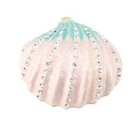 KKPLZZ Sea Shells Trinket Box, Vintage Hinged Enamel Keepsake Box, Small Jewelry Box Organizer for Rings Necklaces (Pink White)