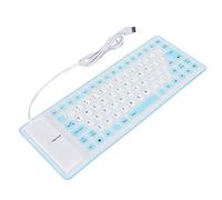 KKPLZZ Silicone Keyboard Fully Sealed Design Lightweight Portable Silent Soft Comfortable USB Wired Silicone Keyboard for PC (Blue)