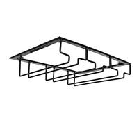 KKPLZZ Wine Glass Rack, Under Cabinet Stemware Holder Metal Organizer with Upside Down Design for Bar Kitchen Storage (3 slots, 30cm long, 22.5cm wide, black.)