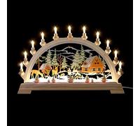 KKPLZZ Wooden LED Candle Bridge Scene, Christmas Santa Wooden Illuminated LED Candle Bridge Ornament Indoor Christmas Decoration Battery Operated