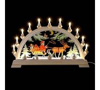 KKPLZZ Wooden LED Candle Bridge Scene, Christmas Santa Wooden Illuminated LED Candle Bridge Ornament Indoor Christmas Decoration Battery Operated