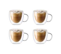 KKPW Double Wall Glass Coffee Mugs,150ml Insulated Glass Coffee Mug with Handle,Clear Mugs for Americano Latte Beverage Cappuccinos Espresso Cups