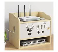 KKRANG Large Capacity Wireless Router Box,TV Cabinet Shelves Wifi Storage Box,Wood Shelf Plug-Board Bracket Organizer Storage Box,Internet Cache Box,B,jl05/1