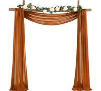 KKRANG Rust Chiffon Wedding Arch Draping Fabric Terracotta Solid Sheer Drapery Ceremony Reception Backdrop Curtain Party Swag Decor