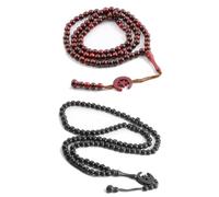 kkrrammii 2 Pack Muslim Tasbih Prayer Beads 99 Resin Bead Necklace Islamic Rosary Beads Allah Muhammad Engraved 8mm Misbaha Tasbeeh Set for Ramadan Worship Meditation Men Women