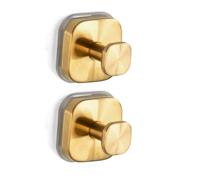kkrrammii 2 Pcs Suction Cup Shower Hooks Stainless Steel No Drill Bathroom Towel Hooks Reusable Heavy Duty Wall Hooks for Glass Mirrors Tiles Kitchen Storage Gold Silver Black (Gold)