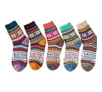 kkrrammii 5 Pairs Womens Wool Fuzzy Cozy Socks Soft Thick Warm Winter Sleep Socks Fluffy Comfortable Home Casual Crew Socks for Cold Weather (Style 5)