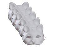 kkrrammii 5 Pcs White Blank Plastic Cat Masks DIY Paintable Animal Mask Hand Painted Base Mask for Cosplay Masquerade Party Costume Therian Craft Supplies