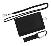 kkrrammii Polyester Trifold Wallet with Chain Slim Zipper Wallet Coin Purse Canvas Folding Wallet Credit Card Holder Cash Pocket Wallets for Boys Black (Black)