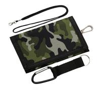 kkrrammii Polyester Trifold Wallet with Chain Slim Zipper Wallet Coin Purse Canvas Folding Wallet Credit Card Holder Cash Pocket Wallets for Boys Black (Olive Drab)