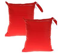 kkrrammii Wet Dry Bags 11.8 × 14.1 in 2 Pack Large Waterproof Diaper Bag with Double Zipper Compartments Reusable Polyester Travel Pouch for Baby Cloth Diapers Swimsuits Yoga Gym (Red)