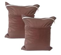 kkrrammii Wet Dry Bags 11.8 × 14.1 in 2 Pack Large Waterproof Diaper Bag with Double Zipper Compartments Reusable Polyester Travel Pouch for Baby Cloth Diapers Swimsuits Yoga Gym (Brown)