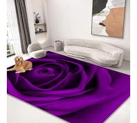 kksme Large Area Rug 5'x6' Carpet for Bedroom Living Room Home Kitchen Entryway Indoor Floor Washable Rugs Mat Floral Flower Purple Rose