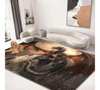 kksme Large Area Rug 5'x6' Carpet for Bedroom Living Room Playing Room Home Decor Rugs Mat Non Slip The Dragon On Castle