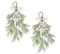 KKSTY 2 Pcs Artificial Mistletoe Christmas Decoration, 10.6 Inch Snowy Mistletoe Sprigs with Berries Kissing Mistletoe Hanging Decorations Spray for Winter Holiday Home Decor (White)