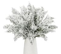 KKSTY 24 Pcs Christmas Artificial Pine Branches,10.5" Faux Evergreen Norfolk Pine Sprigs Cypress Leaves Stems Fake Foliage Greenery Picks for Christmas Wreath Making DIY Crafts Home Decor (Snowy)