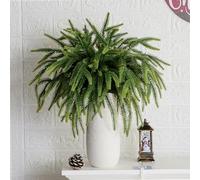 KKSTY 30 Pcs Real Touch Norfolk Pine Branches - 14" Artificial Christmas Foliage Sprigs Fake Greenery Stems for Xmas Vase Filler Wreath Garland Making DIY Crafts Home Decor (Gradient Green)