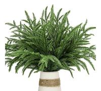 KKSTY 30 Pcs Real Touch Norfolk Pine Stems Branches, 37cm Christmas Foliage Tree Picks Fake Greenery Sprigs for Xmas Garland Wreath DIY Crafts Indoor Outdoor Home Decor (Green)