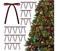 KKSTY 30Pcs Christmas Velvet Bows, Vintage Style Velvet Ribbon Bows for Christmas Tree, Gift Wrapping, Wreaths, Garlands, Wedding, Party, Home Decor,5x7 Inches (Wine Red)