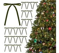 KKSTY 30Pcs Christmas Velvet Bows, Vintage Style Velvet Ribbon Bows for Christmas Tree, Gift Wrapping, Wreaths, Garlands, Wedding, Party, Home Decor,5x7 Inches (Olive Green)