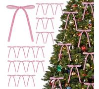 KKSTY 30Pcs Christmas Velvet Bows, Vintage Style Velvet Ribbon Bows for Christmas Tree, Gift Wrapping, Wreaths, Garlands, Wedding, Party, Home Decor,5x7 Inches (Pink)